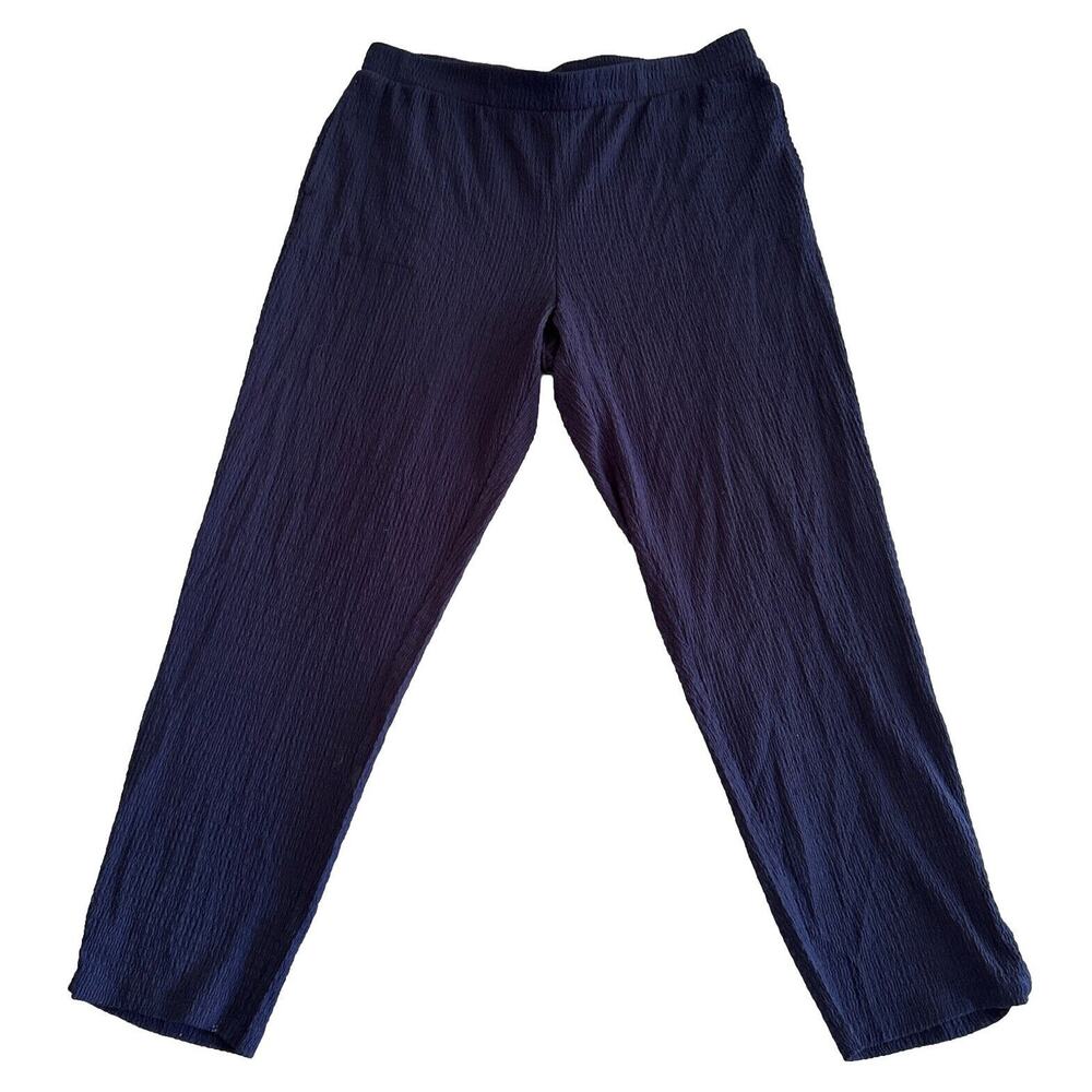 Isaac Mizrahi Pull On Pants Wide Leg Elastic Waist Blue Women Size L Pant